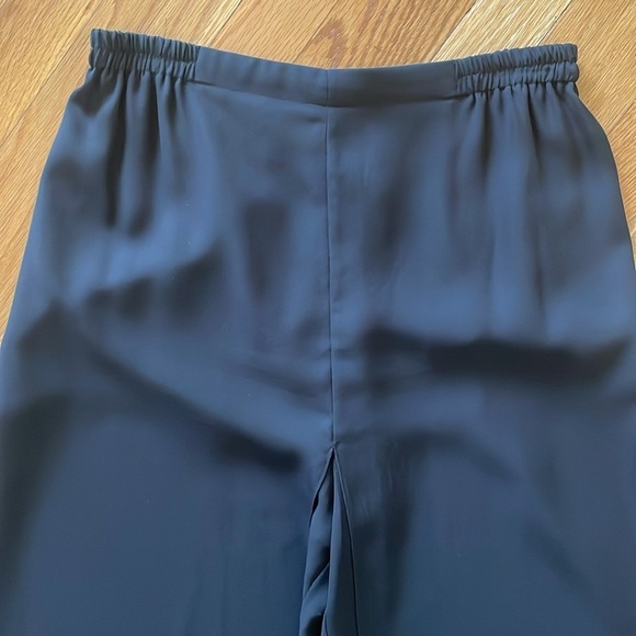 Adrianna Papell Black Wide Leg Elastic Waist Layered Chiffon Panel Pants 12 - Picture 4 of 7